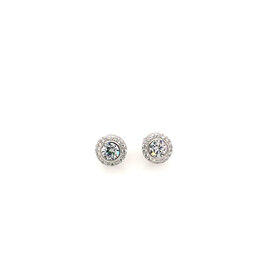 D-6331 STERLING SILVER HALO CUBIC ZIRCONIA PUSH BACK STUDS