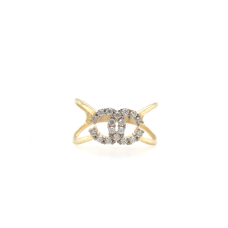40427 14K YELLOW GOLD CUBIC ZIRCONIA CHANEL SPLIT SHANK RING