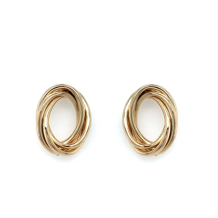 31404 14K YELLOW GOLD OPEN OVAL LARGE LOVE KNOTS EARRINGS