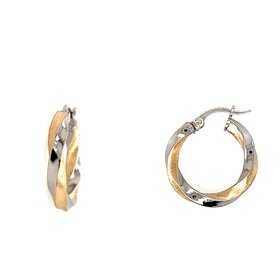 31401 14K TWO TONE GOLD TWISTED HIGH POLISH AND SATIN FINISH .75'' HOOP