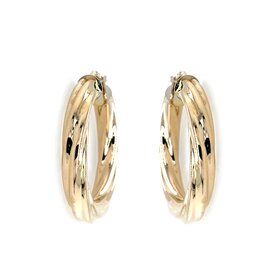 31399 14K YELLOW GOLD TWISTED 4.55MM HIGH POLISH HOOPS 1.25MM