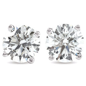 31406 14K WHITE GOLD 2CT G VS1 LAB GROWN ROUND DIAMOND PUSH BACK STUDS