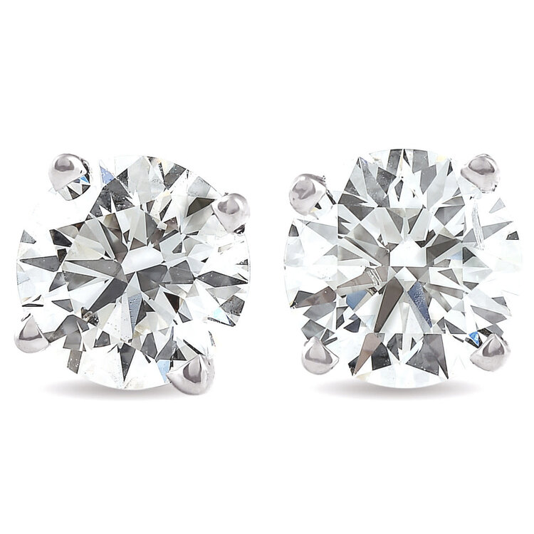 31406 14K WHITE GOLD 2CT G VS1 LAB GROWN ROUND DIAMOND PUSH BACK STUDS