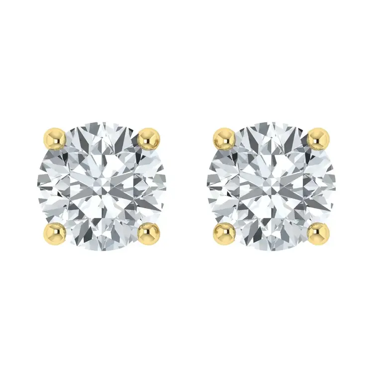 31407 14K YELLOW GOLD 1.5CT G VS1 LAB GROWN ROUND DIAMOND PUSH BACK STUDS