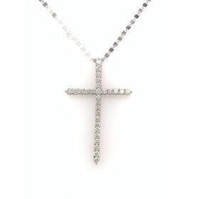 70449 14K WHITE GOLD 1.50TCW DIAMOND CROSS PENDANT SET 1.75''