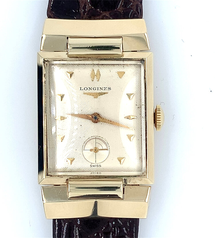 10039 14K LONGINES SQUARE FACE WIND VINTAGE WATCH