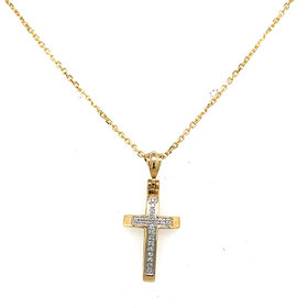 70556 14K YELLOW GOLD .06CT DIAMOND CROSS PENDANT SET