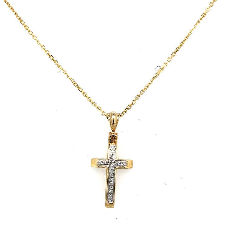 70556 14K YELLOW GOLD .06CT DIAMOND CROSS PENDANT SET
