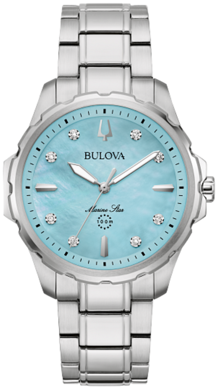 Bulova BULOVA LADIES MARINE STAR BABY BLUE DIAMOND MARKER DIAL WATCH