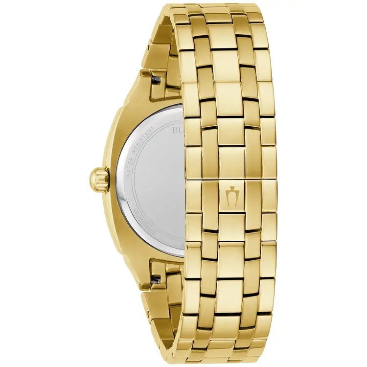 Bulova BULOVA STAINLESS STEEL GOLD TONE CRVD CRYSTAL MEN'S WATCH