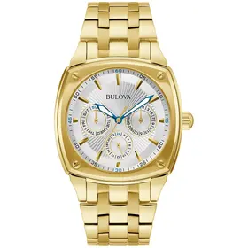 Bulova BULOVA STAINLESS STEEL GOLD TONE CRVD CRYSTAL MEN'S WATCH