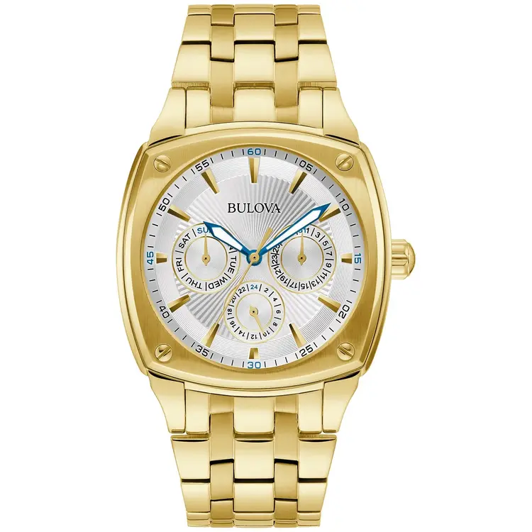 Bulova BULOVA STAINLESS STEEL GOLD TONE CRVD CRYSTAL MEN'S WATCH