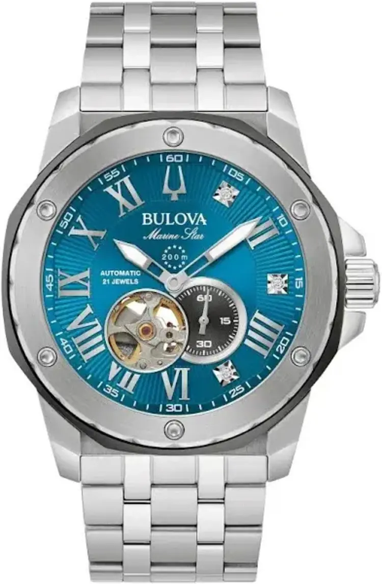 BULOVA MEN'S MARINE STAR AQUA DIAL AUTOMATIC WATCH- MARC ANTHONY COLLECTION