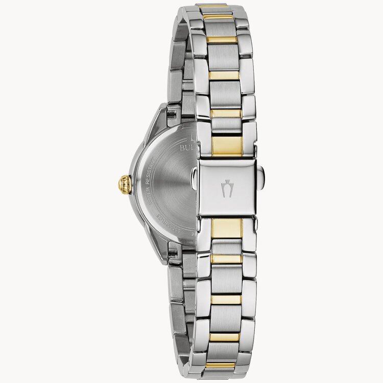 BULOVA SUTTON WHITE DAIL 2 TONE STAINLESS STEEL BRACELET LADIES WATCH