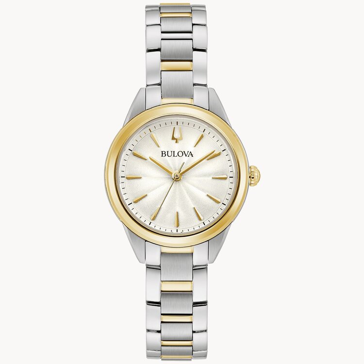 BULOVA SUTTON WHITE DAIL 2 TONE STAINLESS STEEL BRACELET LADIES WATCH