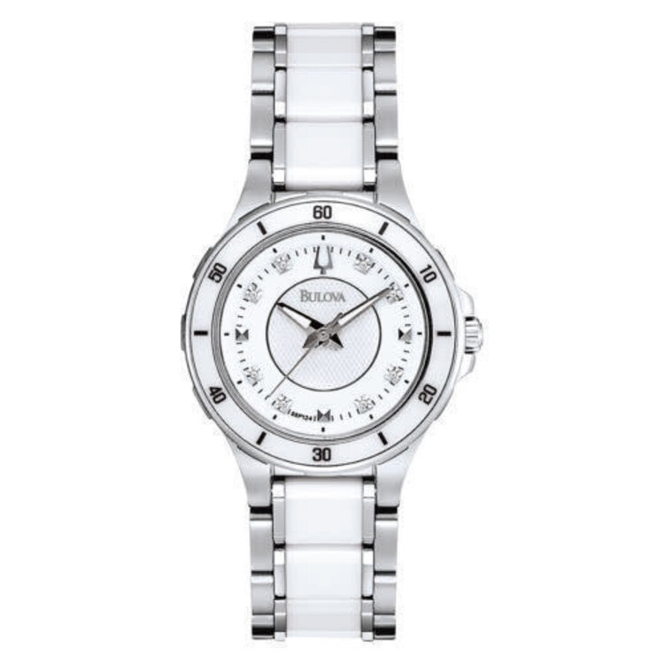 Bulova BULOVA WHITE CERAMIC DIAMOND DIAL LADIES WATCH