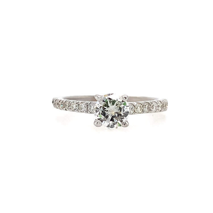 475420 14K WHITE GOLD .91CT CENTER ROUND DIAMOND I COLOR I1 AND .32CT DIAMOND SETTING ENGAGEMENT RING