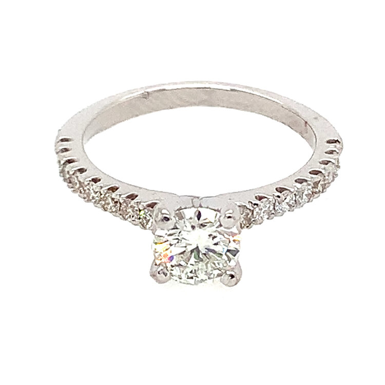 475411 14K WHITE GOLD .55CT DIAMOND CENTER I COLOR SI2 .32CT DIAMOND ON SETTING ENGAGEMENT RING