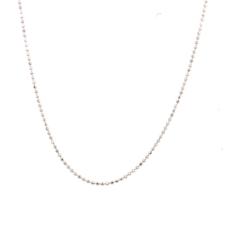 50450 14K WHITE GOLD 18" DIAMOND CUT BEAD LINK CHAIN