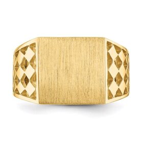 45031 14K 2 TONE MENS SIGNET RING WITH CHECKERBOARD SHANK AND INITIAL D