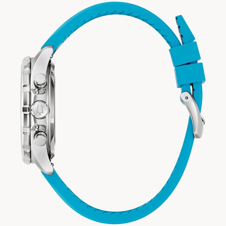 BULOVA TEAM MIAMI E1 RACING MARINE STAR SKY BLUE CHRONOGRAPH DIAL STRAP BAND WATCH