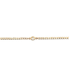 20403 14K YELLOW GOLD SINGLE .03CT DIAMOND BEZEL SET CURB LINK BRACELET