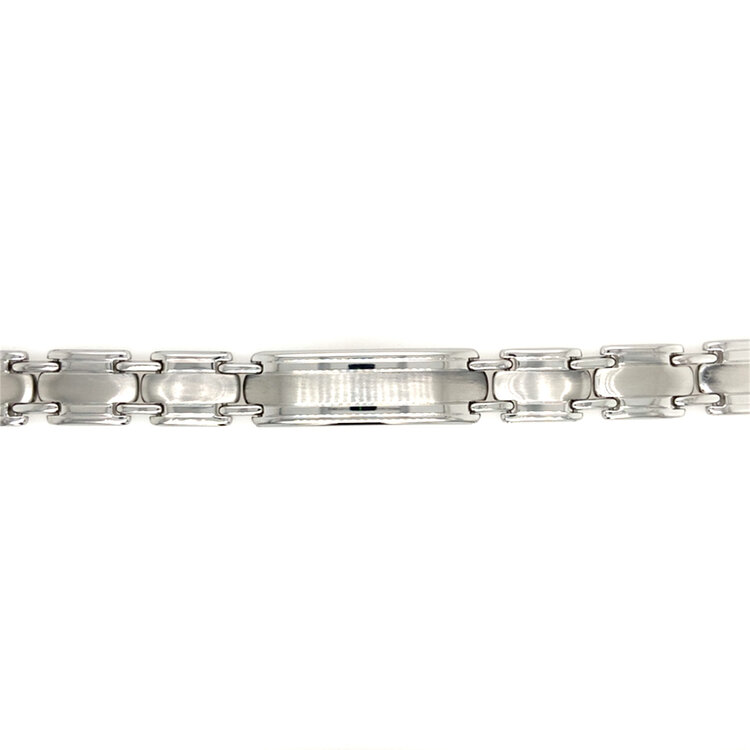 90047 STAINLESS STEEL MEN'S 8.5" SATIN FINISH CENTER WITH HIGH POLISHED BORDERS BAR BRACELET