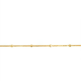 20411 14K 7.5" YELLOW GOLD WHEAT LINK WITH DIAMOND CUT BALLS BRACELET