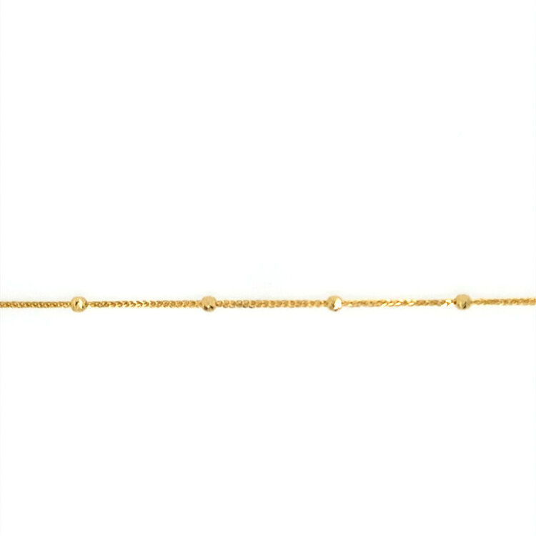 20411 14K 7.5" YELLOW GOLD WHEAT LINK WITH DIAMOND CUT BALLS BRACELET