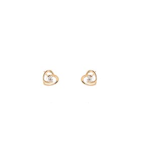 31417 14K YELLOW GOLD OPEN HEART CUBIC ZIRCONIA STUDS