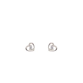 31418 14K WHITE GOLD OPEN HEART CUBIC ZIRCONIA STUDS