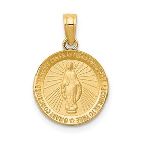 77099 14K YELLOW GOLD ROUND MIRACULOUS MEDAL 14.5MM
