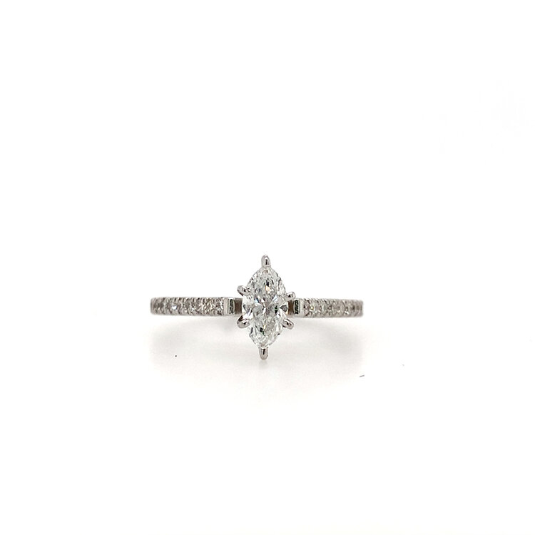 475412 14K WHITE GOLD .30CT MARQUISE DIAMOND CENTER .30TCW COMMON PRONG SHANK ENGAGEMENT RING