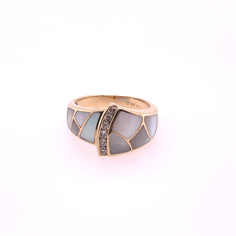 40436  14K YELLOW GOLD .15CT DIAMOND MOTHER OF PEARL FANCY RING