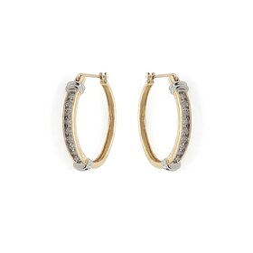 31425 10K YELLOW GOLD .20CT DIAMOND HOOPS WITH WHITE GOLD CUFFS