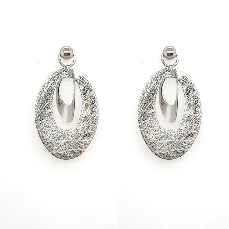 31420 14K WHITE GOLD DROP FLAT DOUBLE OBLONG STUDS