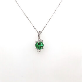 70564 14K WHITE GOLD ROUND TSAVORITE .05TCW DIAMOND PENDANT SET