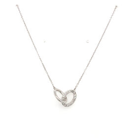 60195 14K WHITE GOLD .16CT DIAMOND INTERLOCKING OVAL CIRCLES NECKLACE