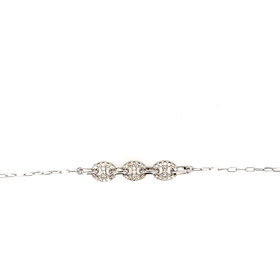 20419 14K WHITE GOLD .50CT DIAMOND TRIPLE GUCCI LINK BRACELET