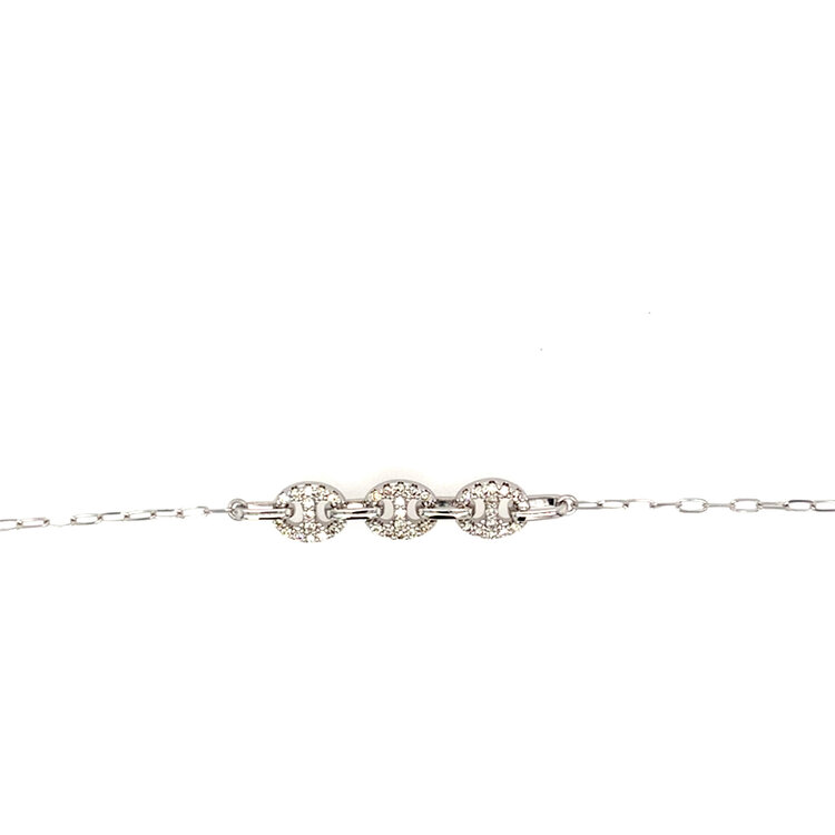 20419 14K WHITE GOLD .50CT DIAMOND TRIPLE GUCCI LINK BRACELET