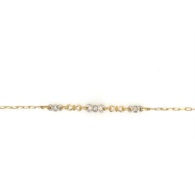 20417 14K YELLOW GOLD .20CT DIAMOND 3 INFINITY ON PAPERCLIP BRACELET
