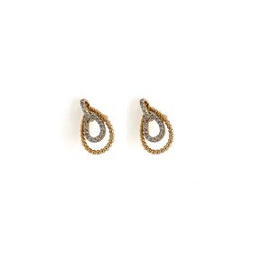 31426 14K YELLOW GOLD .15CT DIAMOND DOUBLE DROP OPEN OBLONG STUDS