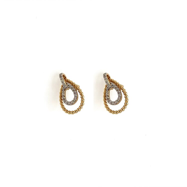 31426 14K YELLOW GOLD .15CT DIAMOND DOUBLE DROP OPEN OBLONG STUDS