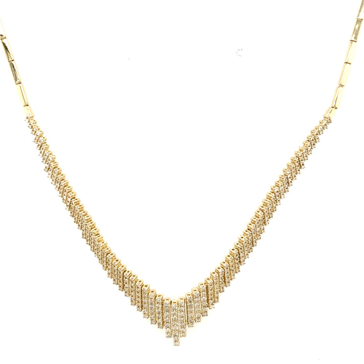 60194 14K YELLOW GOLD 1CT DIAMOND TAPERED ‘V’ FANCY NECKLACE