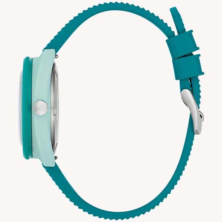 BULOVA SNORKEL WAVE PATTERN BROWN DIAL HNBR RUBBER GREEN STRAP WATCH