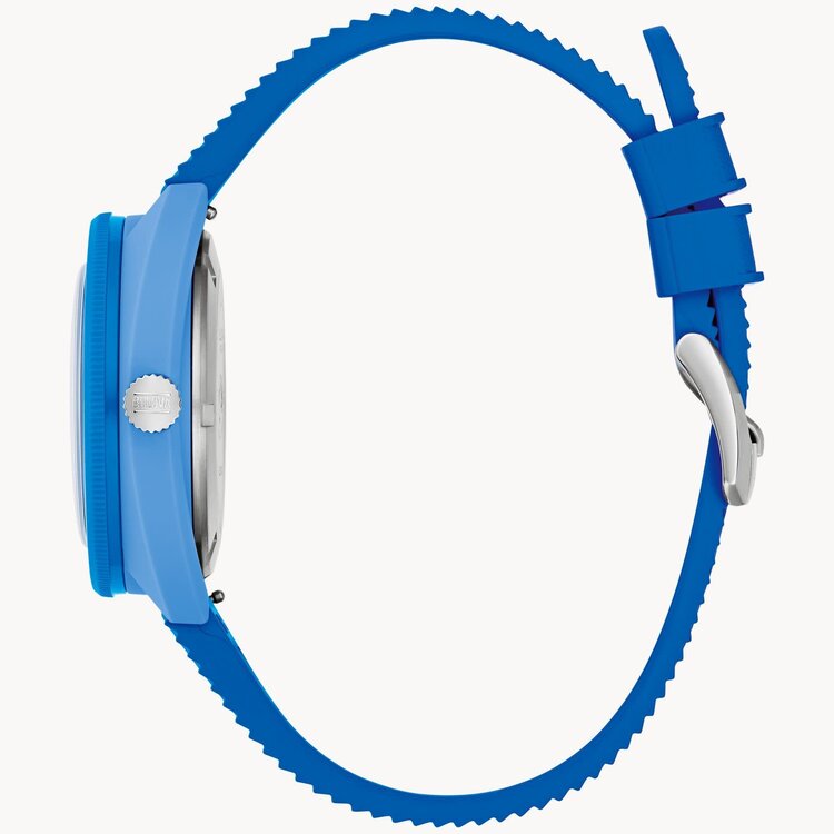 BULOVA SNORKEL WAVE PATTERN BLUE DIAL AND HNBR RUBBER STRAP WATCH