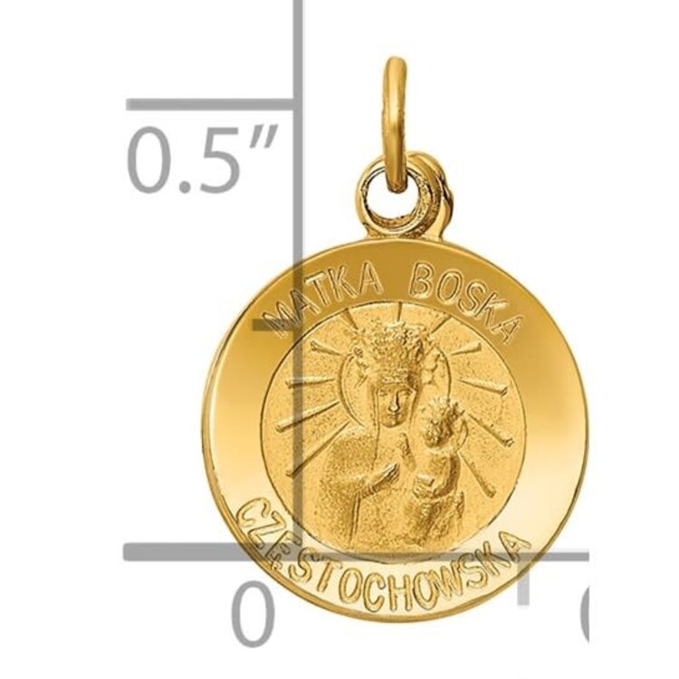 77058 14K YELLOW GOLD SMALL MATKA BOSKA CZESTOCHOWSKA REVERSIBLE MEDAL 11.5MM