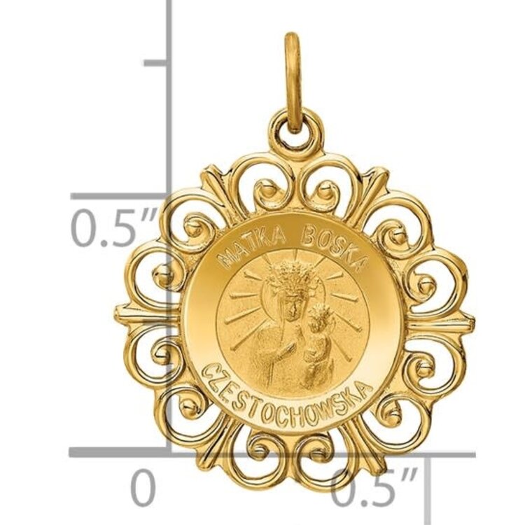 77887 14K YELLOW GOLD FILIGREE MATKA BOSKA REVERSIBLE MEDAL 18.5MM