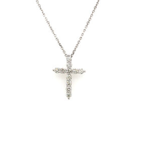 70574 14K WHITE GOLD .50CTW DIAMOND COMMON PRONG CROSS PENDANT NECKLACE