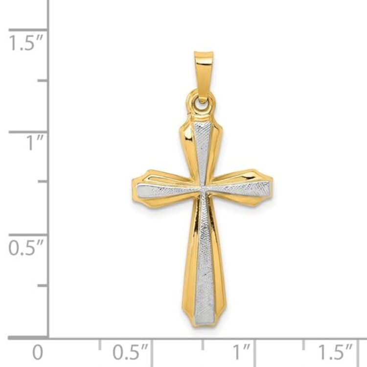 77810 14K TWO TONE DIAMOND CUT FLARED CROSS